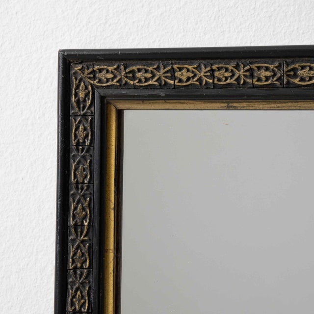 French 19th Century France Napoleon III Black Wood Mirror For Sale - Image 3 of 7