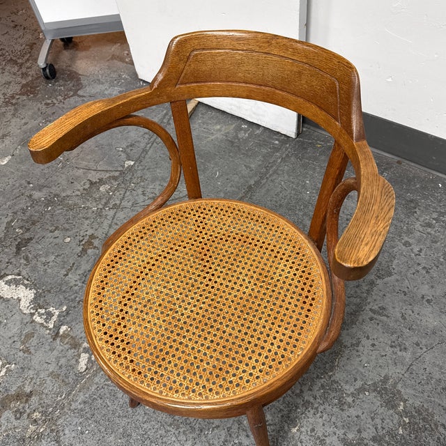 Wood Thonet Bentwood Cane Seat Armchair, Vintage For Sale - Image 7 of 12