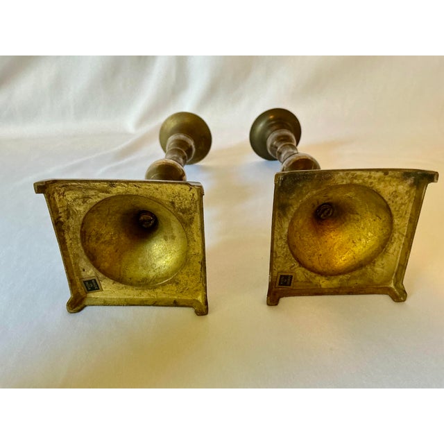 Mid 20th Century Solid Brass Candle Holders Made in India, Set of 2 For Sale - Image 10 of 11