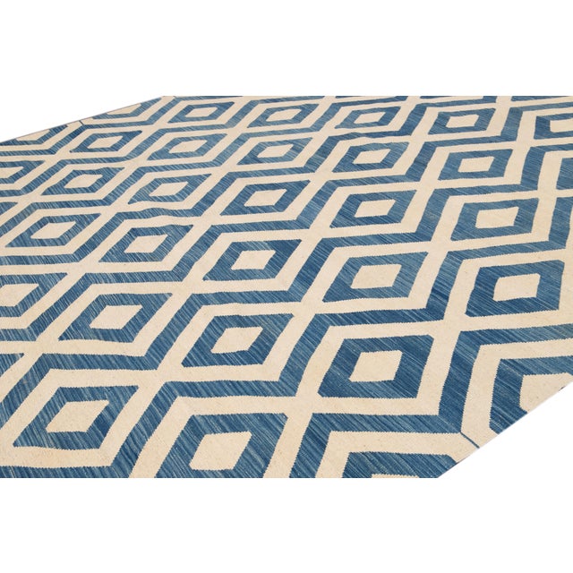 Doris Leslie Blau Vintage Geometric Light Beige Hand-Knotted Wool Rug For Sale - Image 4 of 17