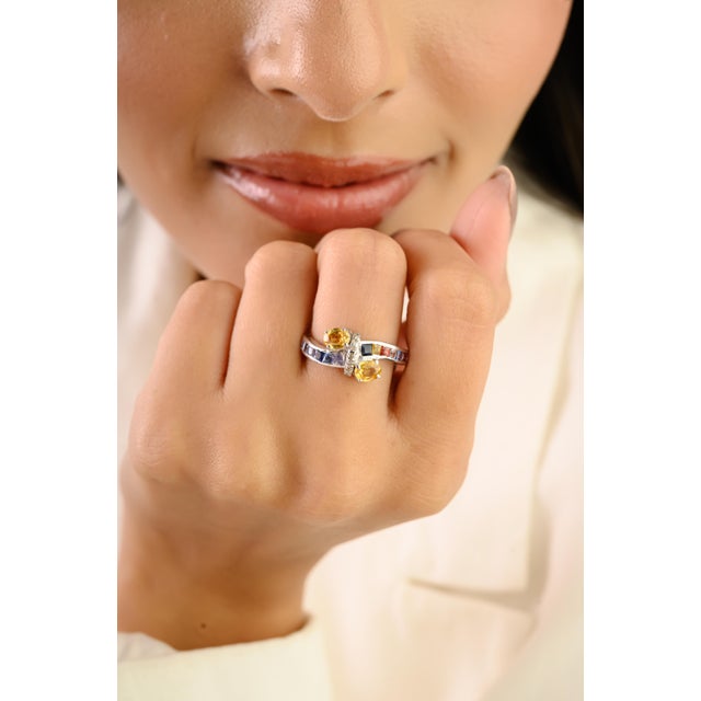 This stunning Multi Sapphire & Diamond Ring is a true celebration of color and craftsmanship. Expertly made in solid 925...