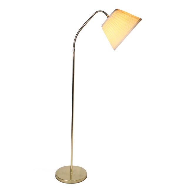 Mid 20th Century Brass Gooseneck Floor Lamp For Sale - Image 12 of 15