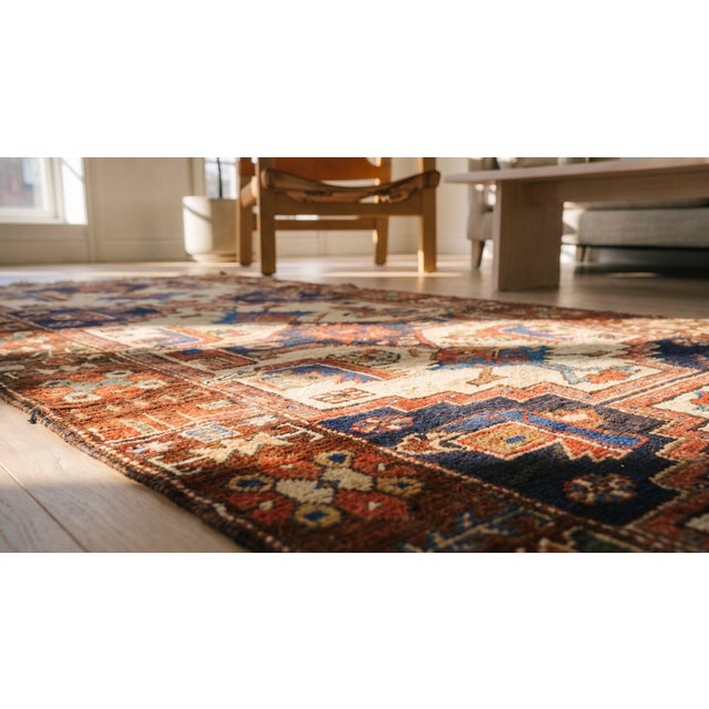 1920s Multicolor Geometric Tribal Antique Nw Persian Rug 3'5" X 12'7" Handknotted Wool Carpet For Sale - Image 10 of 10