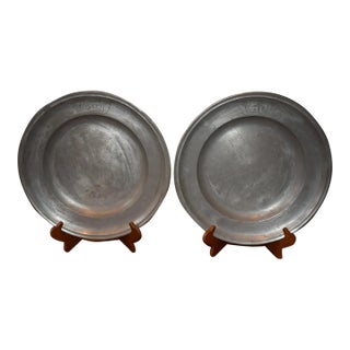 18th Century Engraved Continental Pewter Chargers - a Pair For Sale