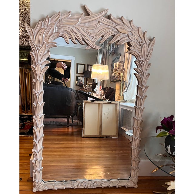 Serge Roche Style Palm Beach Frond Leaf Carved Mirror For Sale - Image 9 of 11