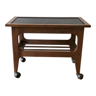 Vintage Mid-Century Modern Wood Bar Cart For Sale