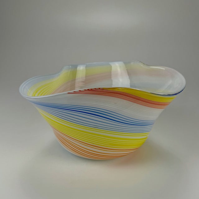 Mid-Century Swirl Murano Glass Fazzoletto Bowl or Vase attributed to Gino Cenedese, 1970s, in Flawless conditions....