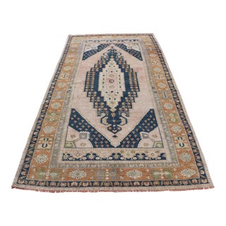 1970s Oriental Style Hand Knotted Beige Oushak Area Rug For Sale