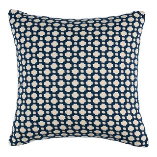 Schumacher x Celerie Kemble Betwixt 16" Pillow in Indigo/Ivory For Sale