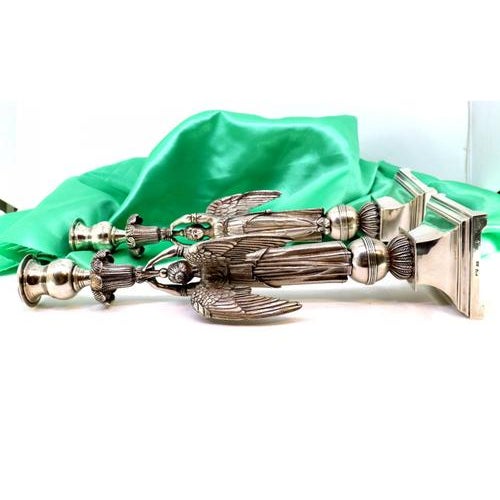 Silver Candlesticks with Angelic Figures, Set of 2 For Sale - Image 9 of 11