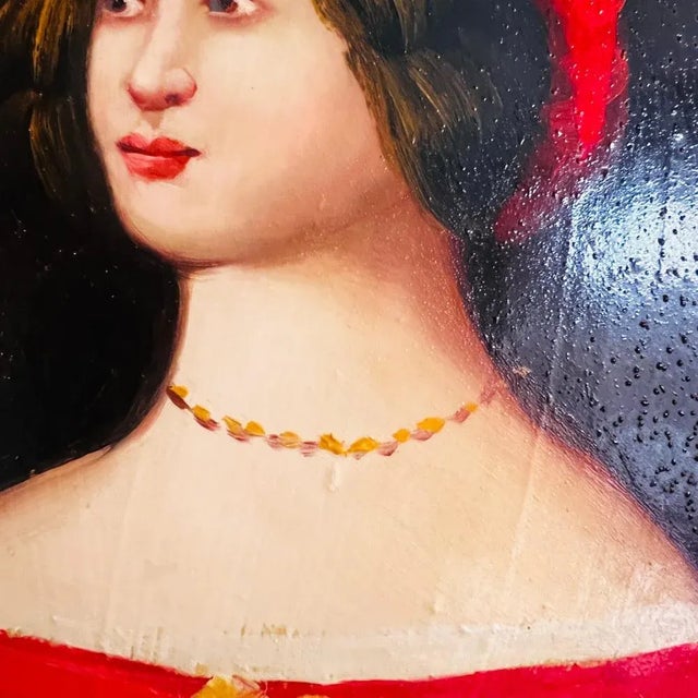 Lady Portrait, Painting on Wood, Framed For Sale - Image 5 of 11