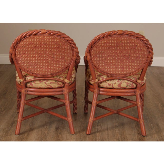1990s McGuire of San Francisco Painted Twisted Rattan Armchairs (B) - a Pair For Sale - Image 5 of 13