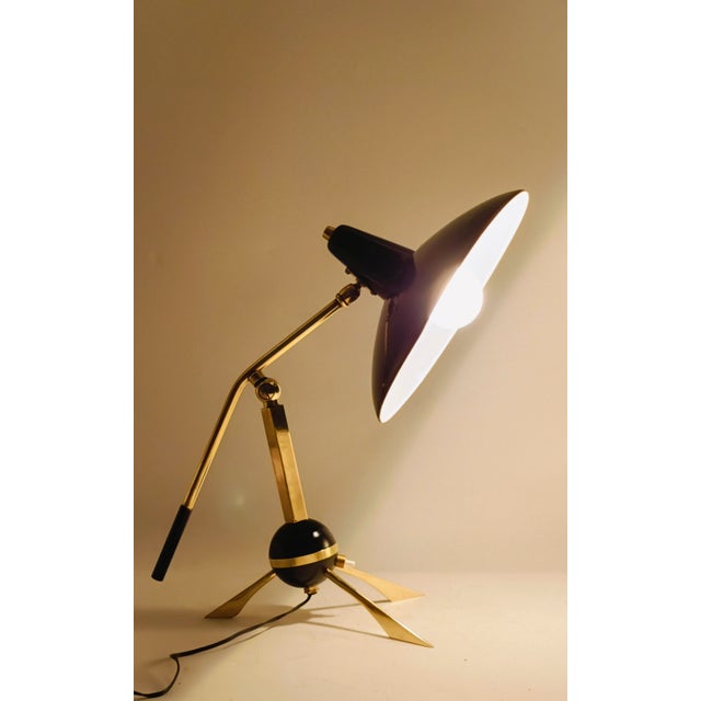 Metal Brass and Black Metal Table Lamp by Gilardi & Barzaghi, Italy, 1950s For Sale - Image 7 of 11