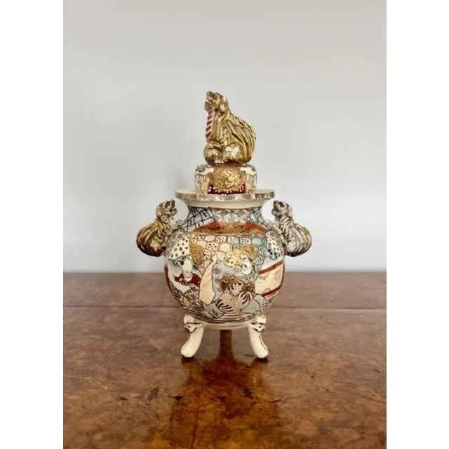 Ceramic Satsuma Vase & Cover, 1900s For Sale - Image 7 of 7