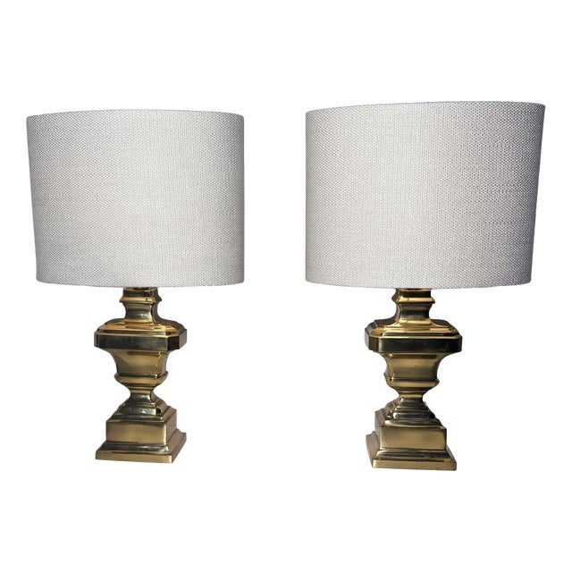 Vintage Italian Brass Table Lamps, 1950s, Set of 2 For Sale