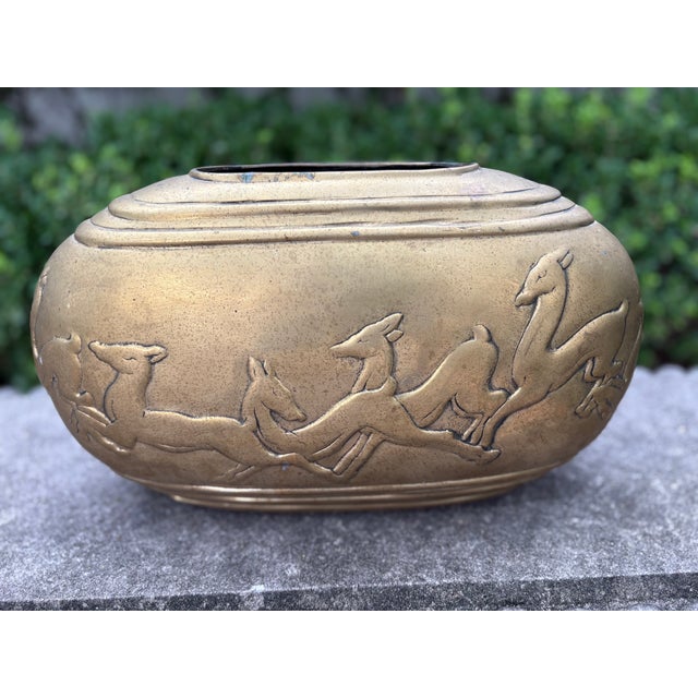 1980s Dolbi Cashier Brass Vase With Deer For Sale - Image 11 of 11