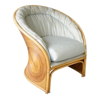 Pencil Reed Bamboo Swirl Pattern Club Chair For Sale