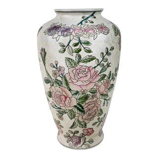 Vintage Famille Rose Vase With Floral Design For Sale