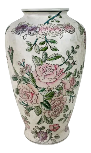 Vintage Famille Rose Vase With Floral Design
