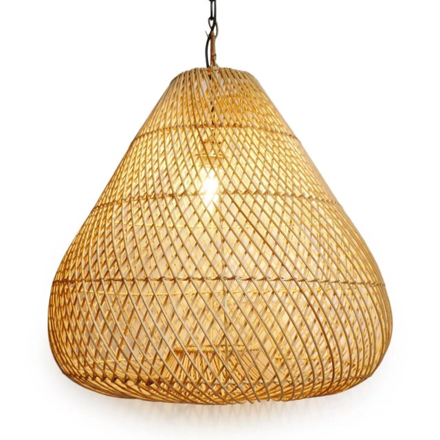 Raw Rattan Batu Drop Pendant Light Large For Sale - Image 4 of 9