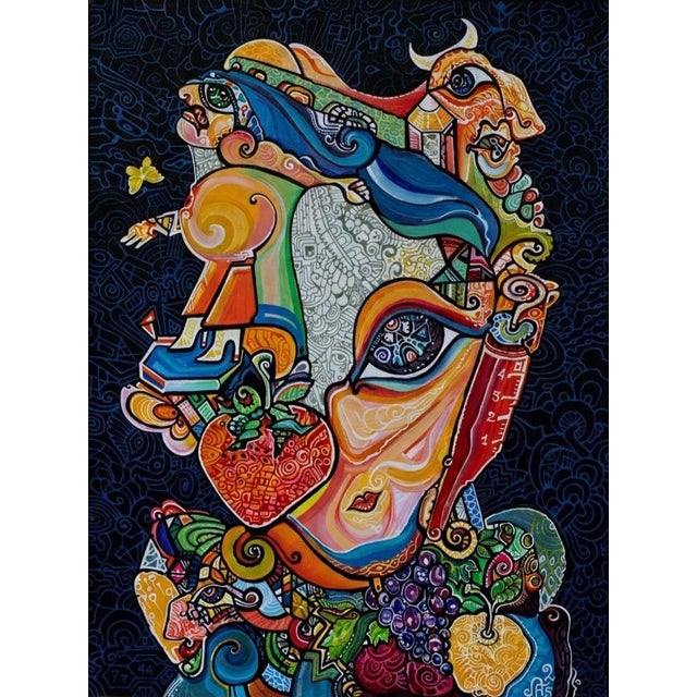 Alexander Arshansky, "Fighting Temptation" Abstract/Cubist Piece For Sale