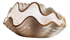 Pearly Glazed Ceramic Lamps in the shape of a Shell by Bon Día, 1960s, Set of 2