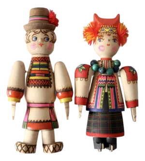 Mid-Century Russian Folk Art Wall Hangings Pair
