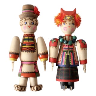 Mid-Century Scandinavian Folk Art Wall Hangings Pair For Sale
