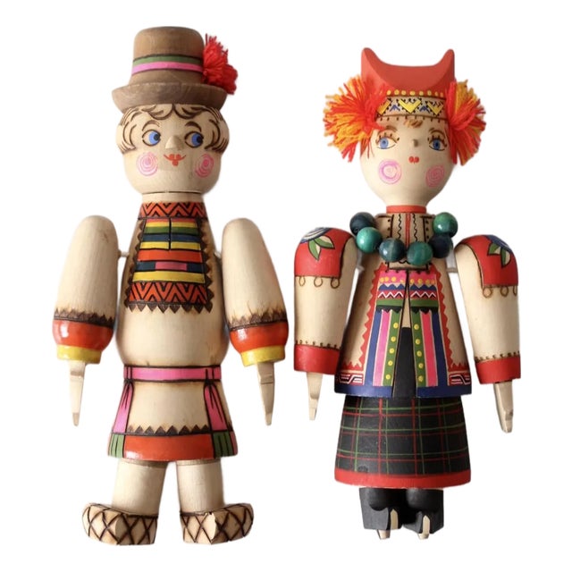 Mid-Century Scandinavian Folk Art Wall Hangings Pair For Sale