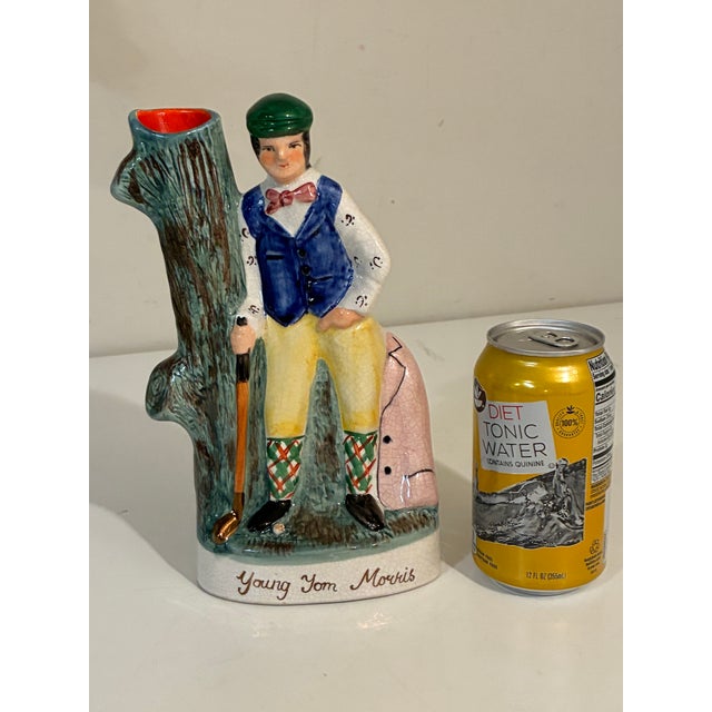 Staffordshire Vintage Staffordshire Golfer Flat Back Figurine - Young Tom Morris - Spill Vase For Sale - Image 4 of 10