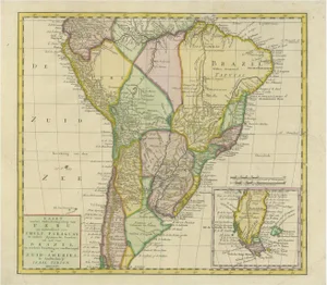 Antique Map of South America by Tirion, 1765