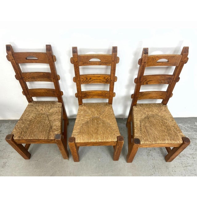 Mid 20th Century Vintage French Oak Dining Chairs With Tall Backs - Set of 6 For Sale - Image 5 of 12