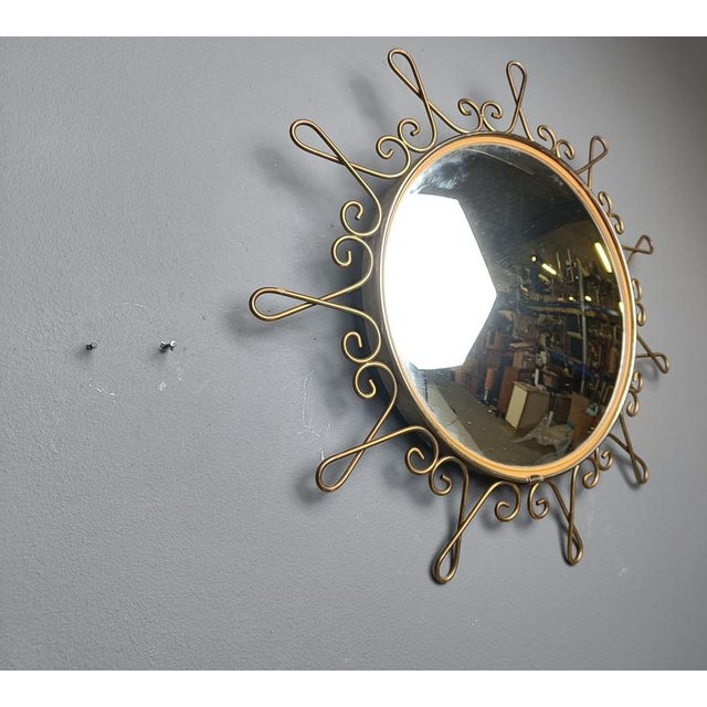 1970s Vintage Brass Sunburst Mirror, 1970s For Sale - Image 5 of 12