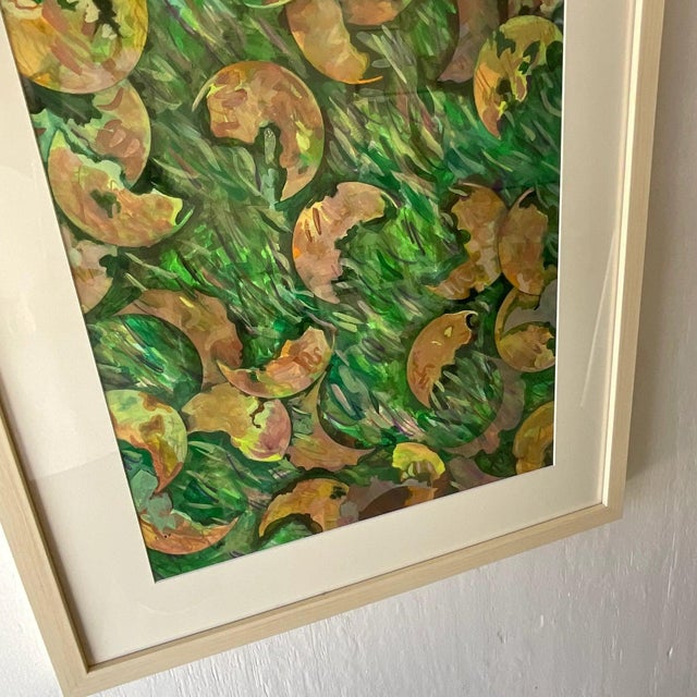 Vintage Boho Original Abstract Oil Painting on Paper For Sale - Image 12 of 12