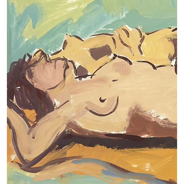 Amazing vibrant mid-century abstract figure painting on board from France. Has beautiful figure painting on reverse! Comes...