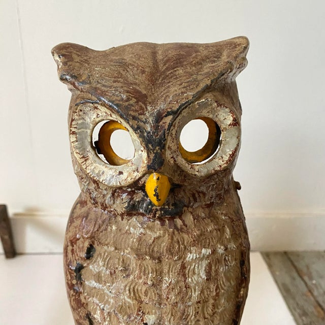 Antique Owl Fireplace Andirons Cast Iron Early 20th Century a Pair For Sale - Image 4 of 13