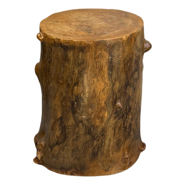 Mid 20th Century Skinny Golden Brown Reclaimed Tree Trunk Side Pedestal Table For Sale