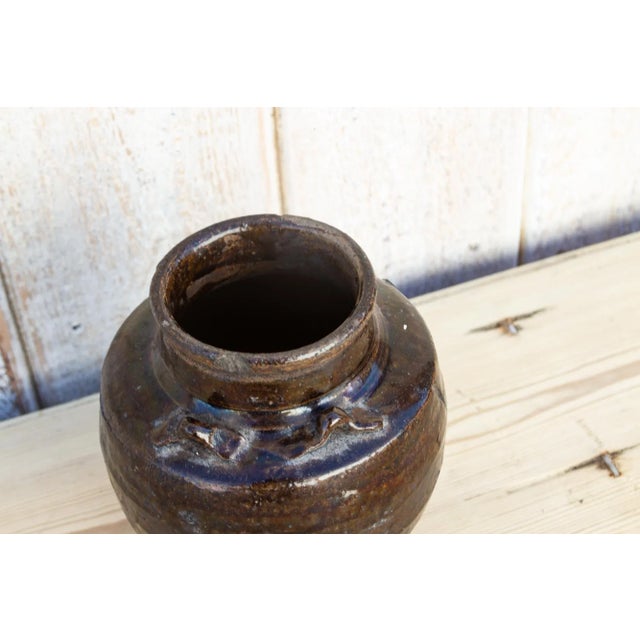 Dark Brown Southeast Asian Martaban Pot For Sale - Image 4 of 8