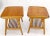 Pair of Danish Mid-Century Modern teak tops side tables flipping to suede upholstery benches.