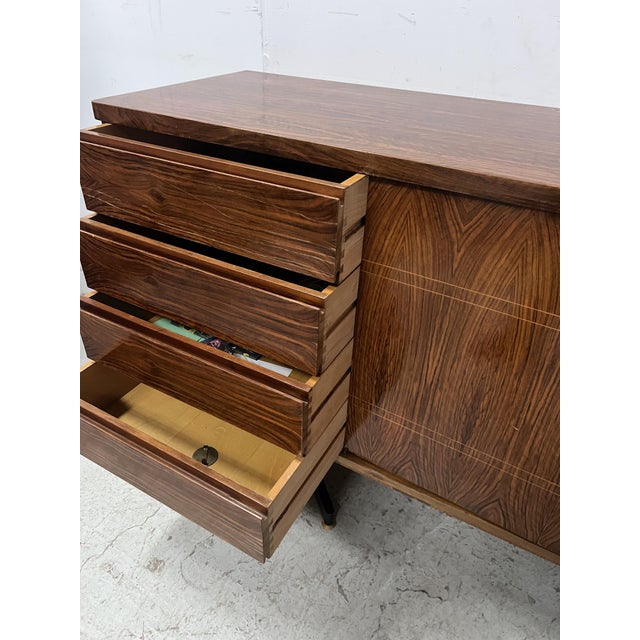 Scandinavian Sideboard in Veneered Wood with Iron Legs For Sale - Image 13 of 18