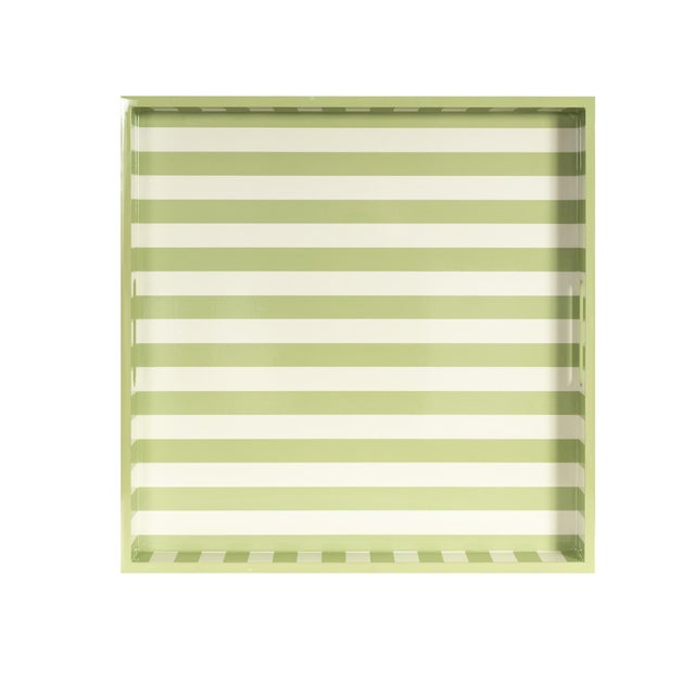 Bold and graphic, this tray brings a modern twist to classic entertaining. Its eye-catching green and white striped...