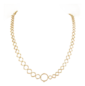 Tiffany & Co. 18k Yellow Gold Assorted Size Ring Bead Links Long Necklace 31"