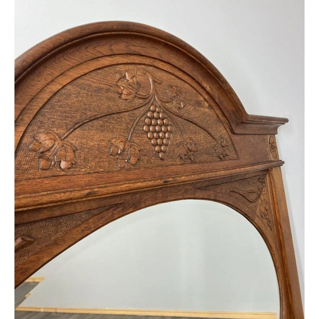 French Wall Mirror in Oak For Sale - Image 3 of 9