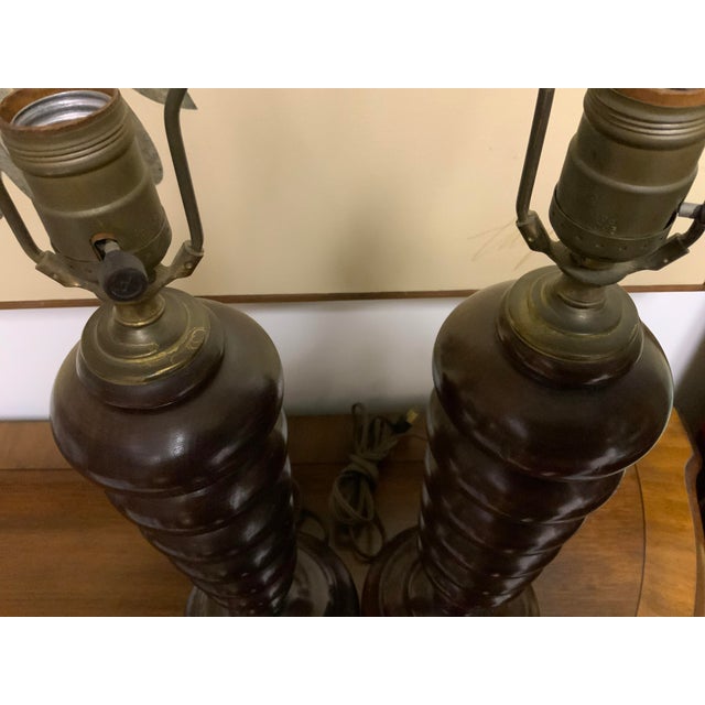 Wood 20th Century Wood Bobbin Lamps - a Pair For Sale - Image 7 of 10