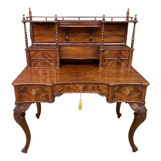 Flame Mahogany Writing Desk, 1860s For Sale