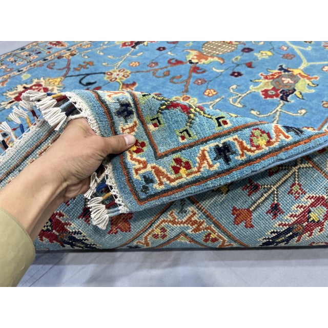 Sky Blue Persian Style Floral Area Rug With Botanical Border, 4'9" X 6'3" For Sale - Image 11 of 14