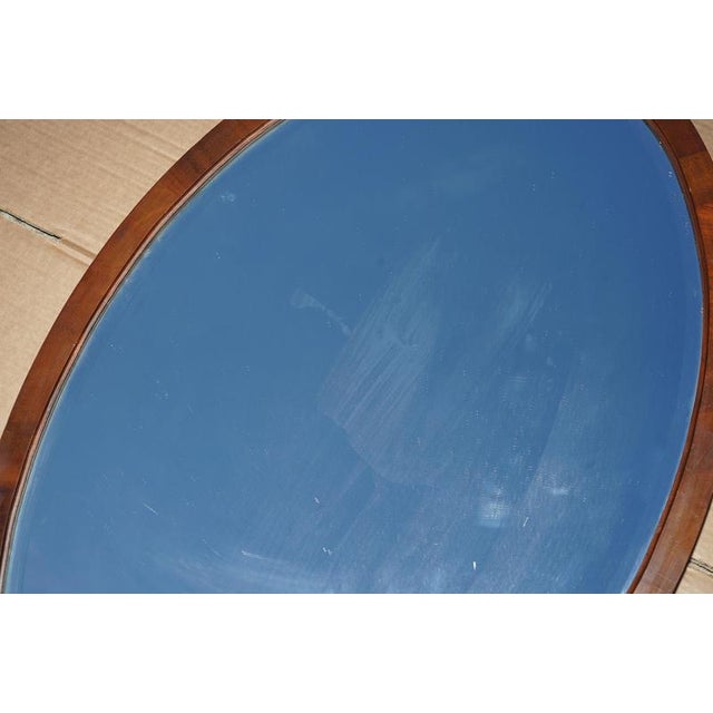 Antique Venetian Art Deco Oval Hardwood Framed Mercury Mirror, 1920s For Sale - Image 6 of 10