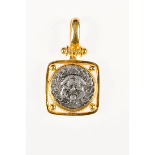 Ancient Greek Drachm [Coin] Pendant W 22 Karat Gold Setting For Sale - Image 9 of 12