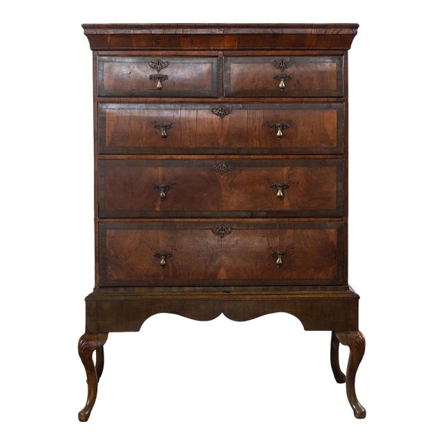 18th Century Walnut George II Queen Anne Chest on Stand For Sale