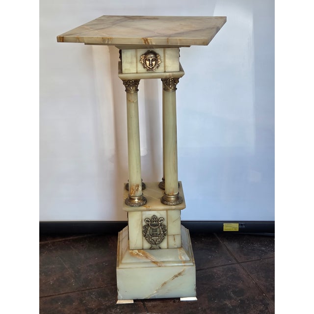 Antique French Empire Onyx and Gilt Mounted Pedestal Large Neo-Classical Columns For Sale - Image 15 of 17